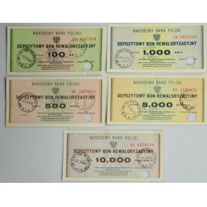 Zestaw, depozytowe bony rewaloryzacyjne 100 - 10.000 złotych 2002 (5szt.)