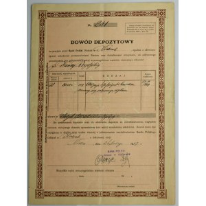 BP Kielce, vkladový list pro 4% konsolidační úvěr na 20 000 zlotých 1937
