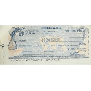 Kanada, The Royal Bank of Canada, Schecksatz 1986- MODELL - (2 Stück).