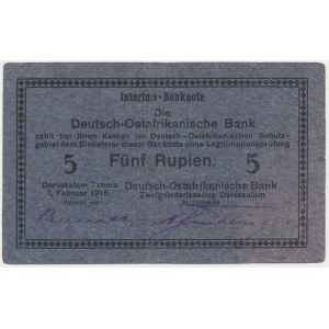 Německo, východní Afrika, 5 rupií 1916