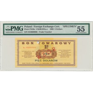 Pewex, 5 USD 1969 - MODEL - Ee 0000000 - PMG 55