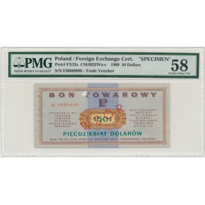 Pewex, $50 1969 - MODEL - Ei 0000000 - PMG 58