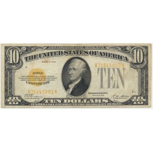 USA, Goldzertifikat, $10 1928 - Woods &amp; Mellon -