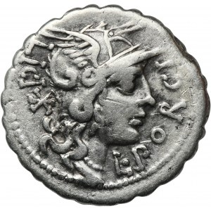 Römische Republik, Cn. Domitius Ahenobarbus, L. Licinius Crassus, L. Porcius Licinius, Denarius