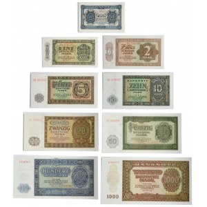 Deutschland, DDR, Satz von 50 Fenig - 1.000 Mark 1948 (9 Stück).