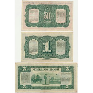 Niederländisch-Indien, Satz von 50 Cent - 5 Gulden 1943 (3 Stück).