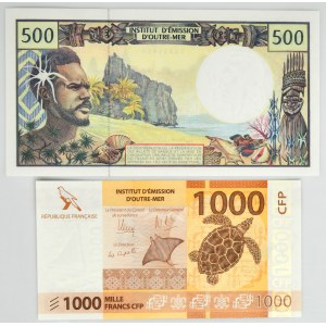 Französisch-Polynesien, Satz 500 - 1.000 Francs (1990-2014) (2 Stück).