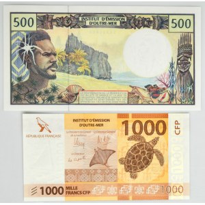 Polinezja Francuska, zestaw 500 - 1.000 franków (1990-2014) (2 szt.)