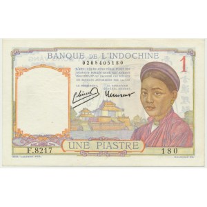 Indochiny Francuskie, 1 piastr (1932-1949) - czerwony numerator -