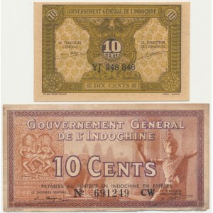 Francouzská Indočína, sada 10 centů (1939-42)(2 kusy).