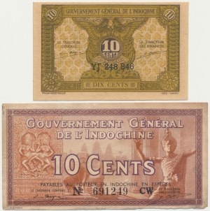 French Indochina, lot 10 Cents (1939-42)(2 pcs.)