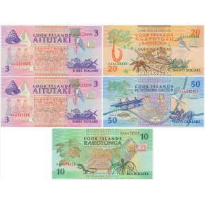 Cook Islands, lot 3-20 Dollars (1992)(5 pcs.)