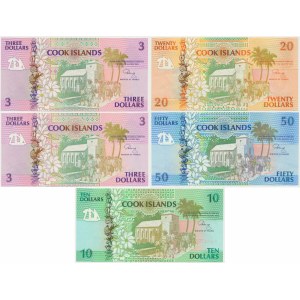 Cookov ostrov, sada 3-20 USD (1992)(5 ks).