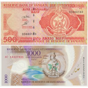 Republik Vanuatu, Satz von 500-1.000 Vatu (1992-2014)(2 St.).