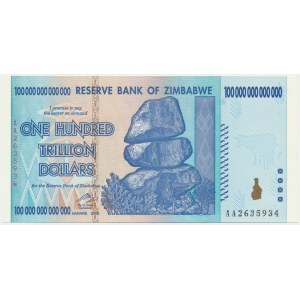 Zimbabwe, 100 biliónov USD 2008 - AA -.