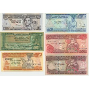 Ethopia, lot 1-10 Birr, 1 Dollar (6 pcs.)