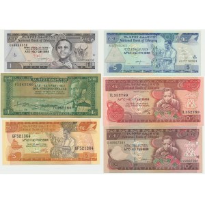 Etiopia, zestaw 1-10 birr, 1 dolar (6 szt.)