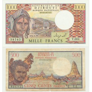 Djibouti, lot 500-1.000 Francs (1975 -2005)(2 pcs.)