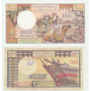 Djibouti, lot 500-1.000 Francs (1975 -2005)(2 pcs.)
