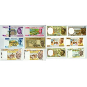 Střední Afrika, 500 -10 000 franků 1984-2002 (12 kusů).