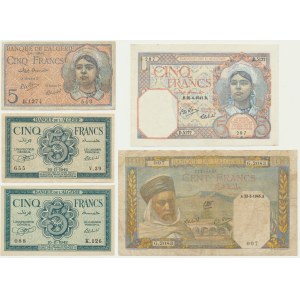 Algerien, Satz von 5-100 Francs 1941-45 (5 Stück).