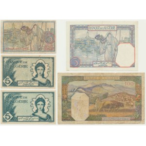Alžírsko, sada 5-100 frankov 1941-45 (5 kusov).