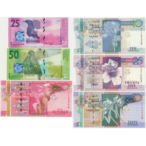 Seychely, sada 10-50 rupií 1998-2016 (6 ks).