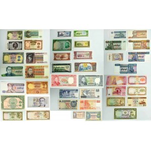Ázia, veľká sada bankoviek (približne 140 kusov).