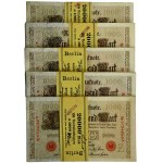 Německo, bankovní balík 1 000 marek 1910 (5 kusů).