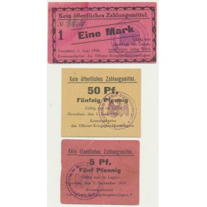Set, POW camp vouchers, Grudziadz (Graudenz) 1918 (3 pieces).