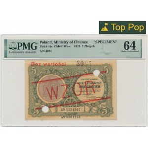 5 złotych 1925 - WZÓR - PMG 64
