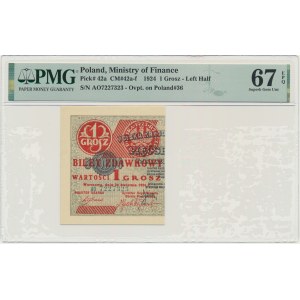 1 haléř 1924 - AO - levá polovina - PMG 67 EPQ