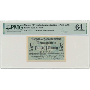 Memel, 1/2 Mark 1922 - PMG 67