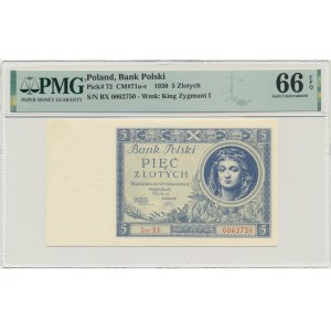 5 złotych 1930 - Ser.BX. - PMG 66 EPQ