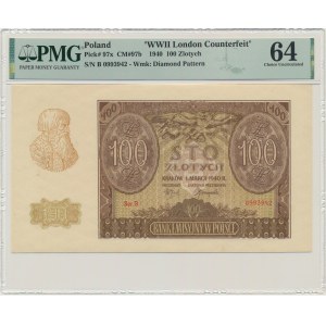 100 złotych 1940 - B - Fałszerstwo ZWZ - PMG 64