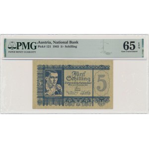Rakúsko, 5 šilingov 1945 - PMG 65 EPQ