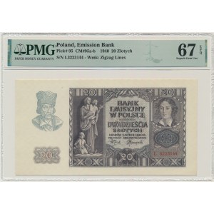 20 złotych 1940 - L - PMG 67 EPQ