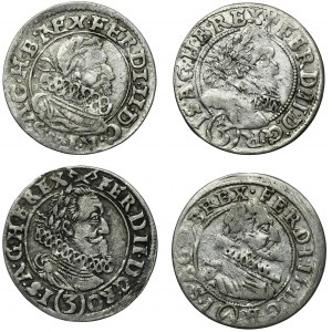 Set, Austria and Silesia Habsburg rule, Ferdinand II, 3 Kreuzer (4 pcs.)