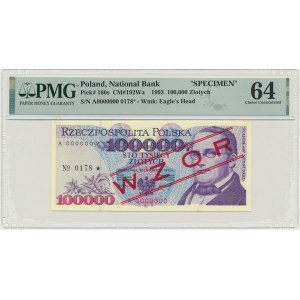 100.000 złotych 1993 - WZÓR - A 0000000 - No.0178 - PMG 64