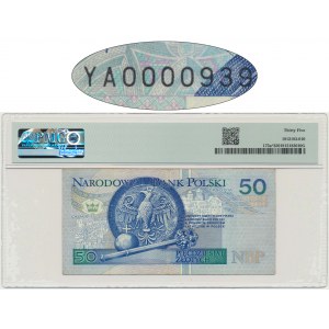 50 złotych 1994 - YA 0000939 - PMG 35 - seria zastępcza - NAJRZADSZY BANKNOT III RP