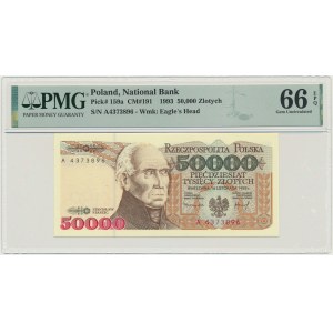50,000 PLN 1993 - A - PMG 66 EPQ - RARE AND EXPECTED