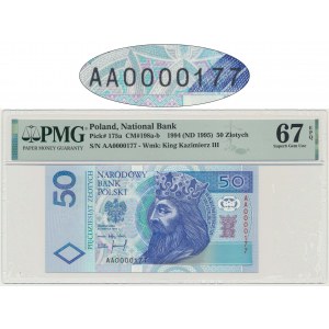 50 zl 1994 - AA 0000177 - PMG 67 EPQ - niedrige Nummer