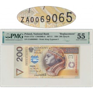 200 złotych 1994 - ZA - PMG 55 - seria zastępcza TDLR