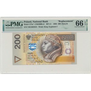 200 złotych 1994 - YB - PMG 66 EPQ - seria zastępcza
