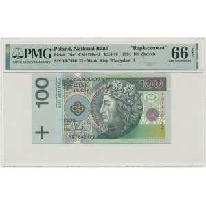 100 złotych 1994 - YB - PMG 66 EPQ - seria zastępcza