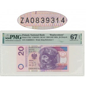 20 złotych 1994 - ZA - PMG 67 EPQ - seria zastępcza TDLR