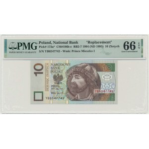 10 złotych 1994 - YB - PMG 66 EPQ - seria zastępcza