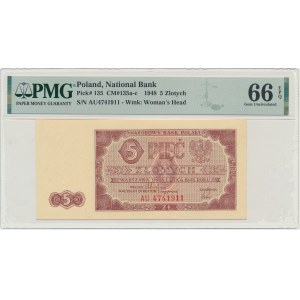 5 złotych 1948 - AU - PMG 66 EPQ