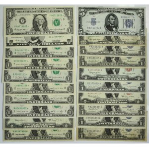 USA, lot 1-5 Dollars 1934-2003 (20 pcs.)
