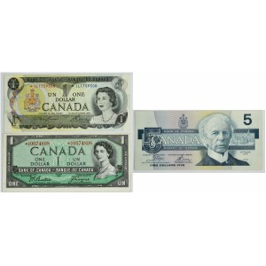 Canada, lot 1-5 Dollars 1954-86 (3 pcs.)